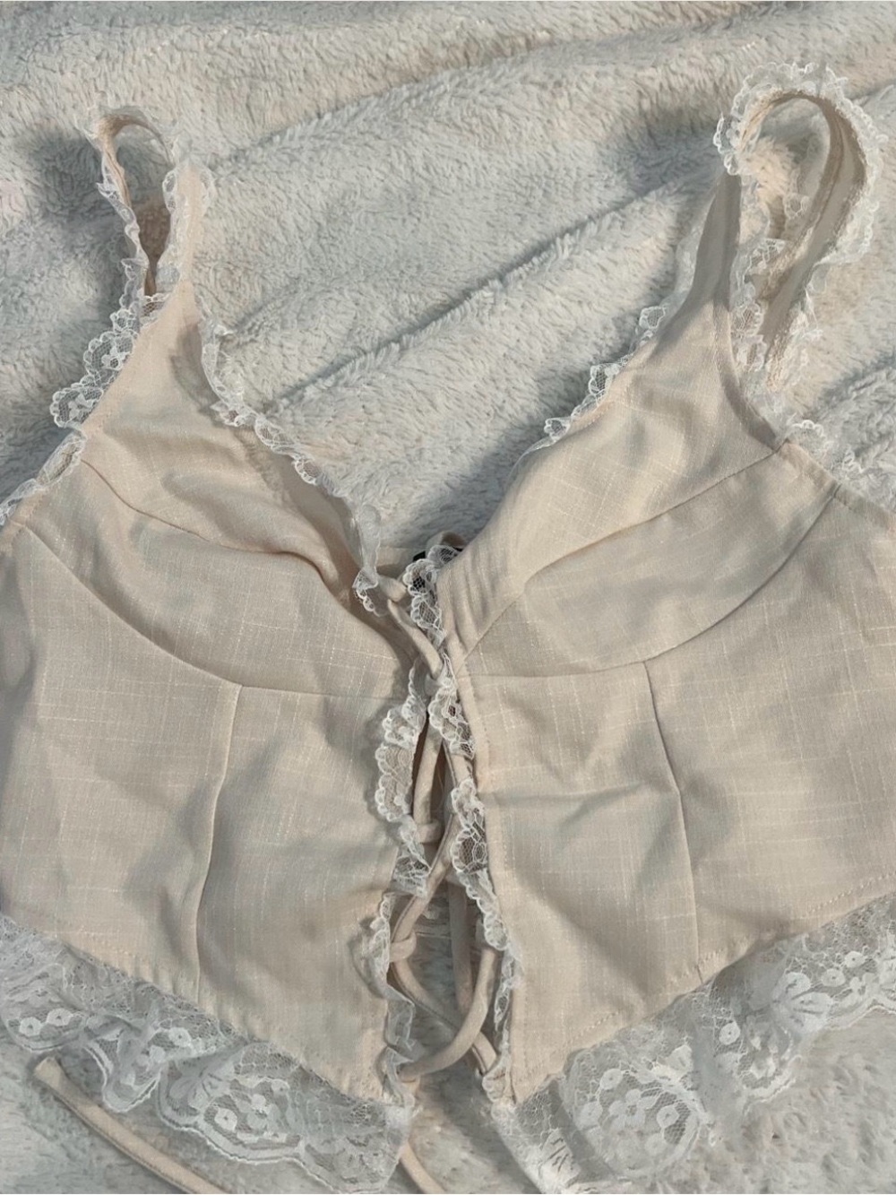 Cider Cream Lace-Trim Tie-Front Bralette